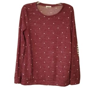 12PM by Mon Ami Womans‎ Burgundy Polka Dot Sweatshirt Size Large